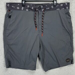 Grundens Men Hybrid Shorts 42 Gray Drawstring Casual Stretch Pockets Nylon Blend